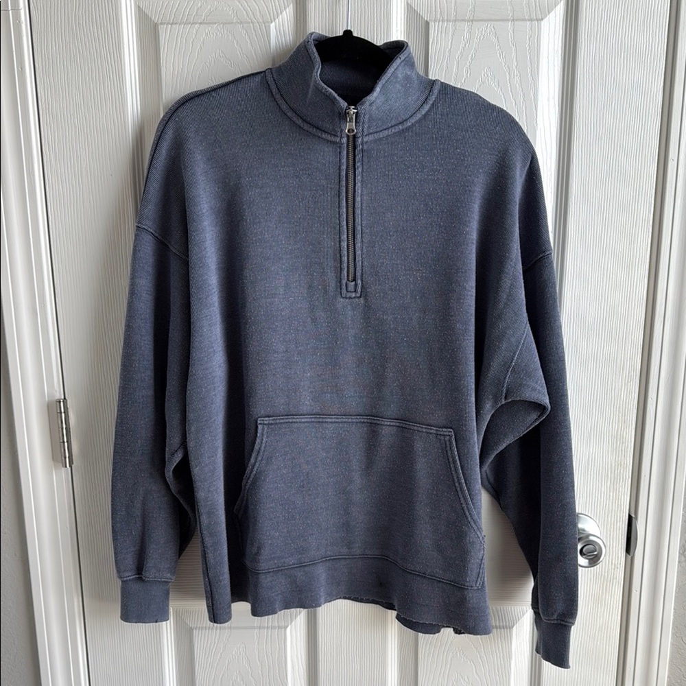 Aerie Blue Zip Up Sweater Casual Sporty Style